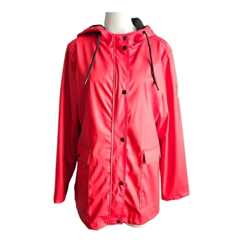 Madden‎ NYC Raincoat Red Polyurethane Coat - Large NWOT